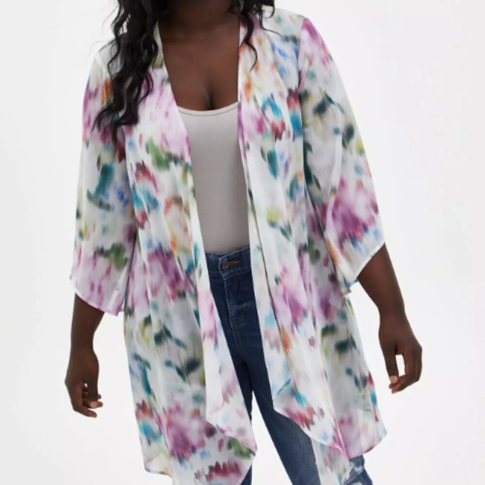 Pink Chiffon Hi-Lo Kimono